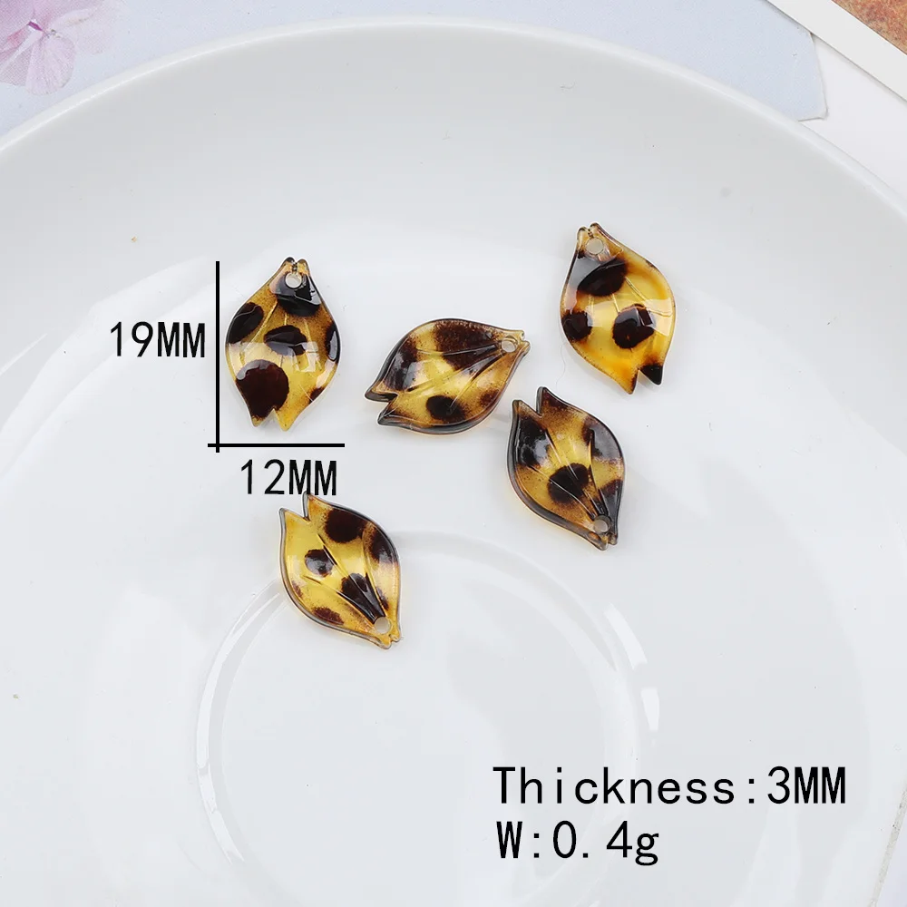 تصميم ودي 200 قطعة إكسسوارات ذاتية الصنع/صناعة يدوية/سحر أكريليك/نتائج ومكونات المجوهرات/شكل البتلة/طباعة الفهد # 193028