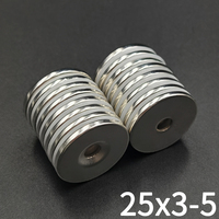 5/10 Pcs 25x3-5 Neodymium Imanes 25mm X 3mm Hole 5mm NdFeB N35 Round Super Powerful Strong Permanent Magnetic Imanes Disc