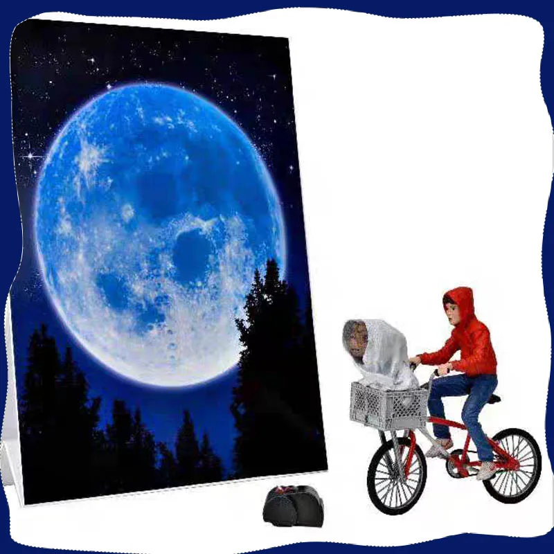 

In Stock Original Neca 55065 Et The Extra Terrestrial 40th Anniversary Elliott E.t. On Bicycle Action Figure Model Statue Toys