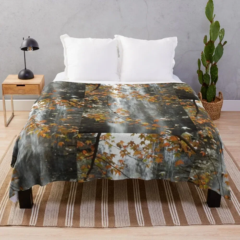 

Fall Leaves & Falling Water Throw Blanket valentine gift ideas Thin Polar Personalized Gift Blankets
