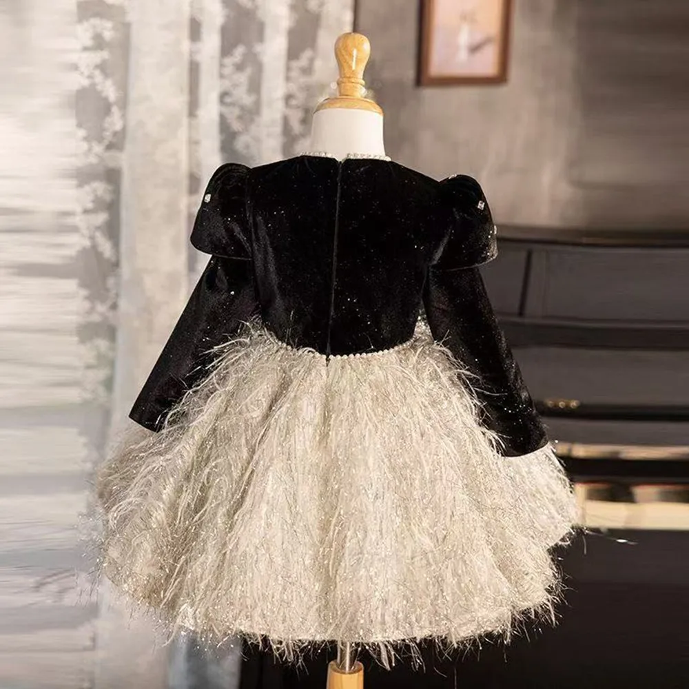Girls' 2026 New Birthday Princess Gown Dress Halloween Light Luxury High-End Piano Performance Host
