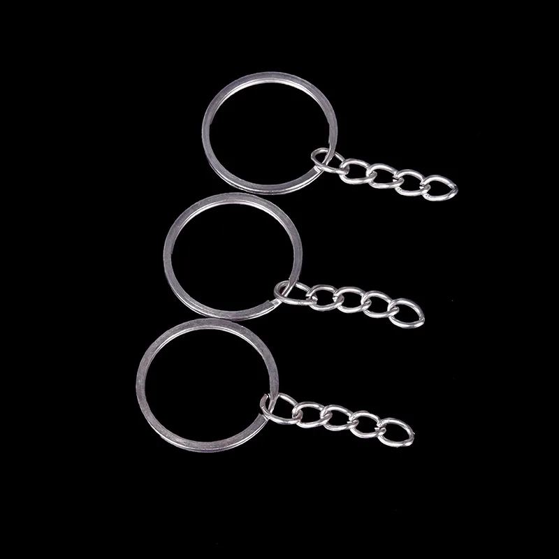 Hama Bead Accessories Metal Keychain with Chain Flat Double-layer Key Ring Hanging Ring Diy Accessories Metal Earth
