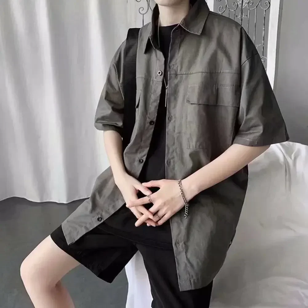 

Everyday Wear Casual Cargo Top Loose Short Sleeve Regular Fit Vacation Wear Brand New Item Daily Casual Lapel Neckline