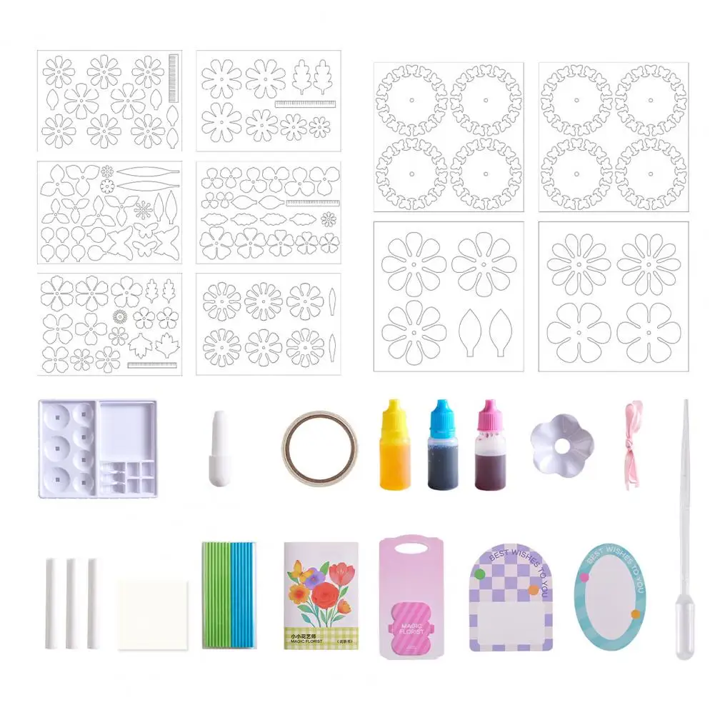 Kit de Bouquet de fleurs fait à la main, Kit d'art de fleurs d'aquarelle éducatif pour enfants, projets de Bouquet de fleurs en papier fabriqués à la main pour les jeunes