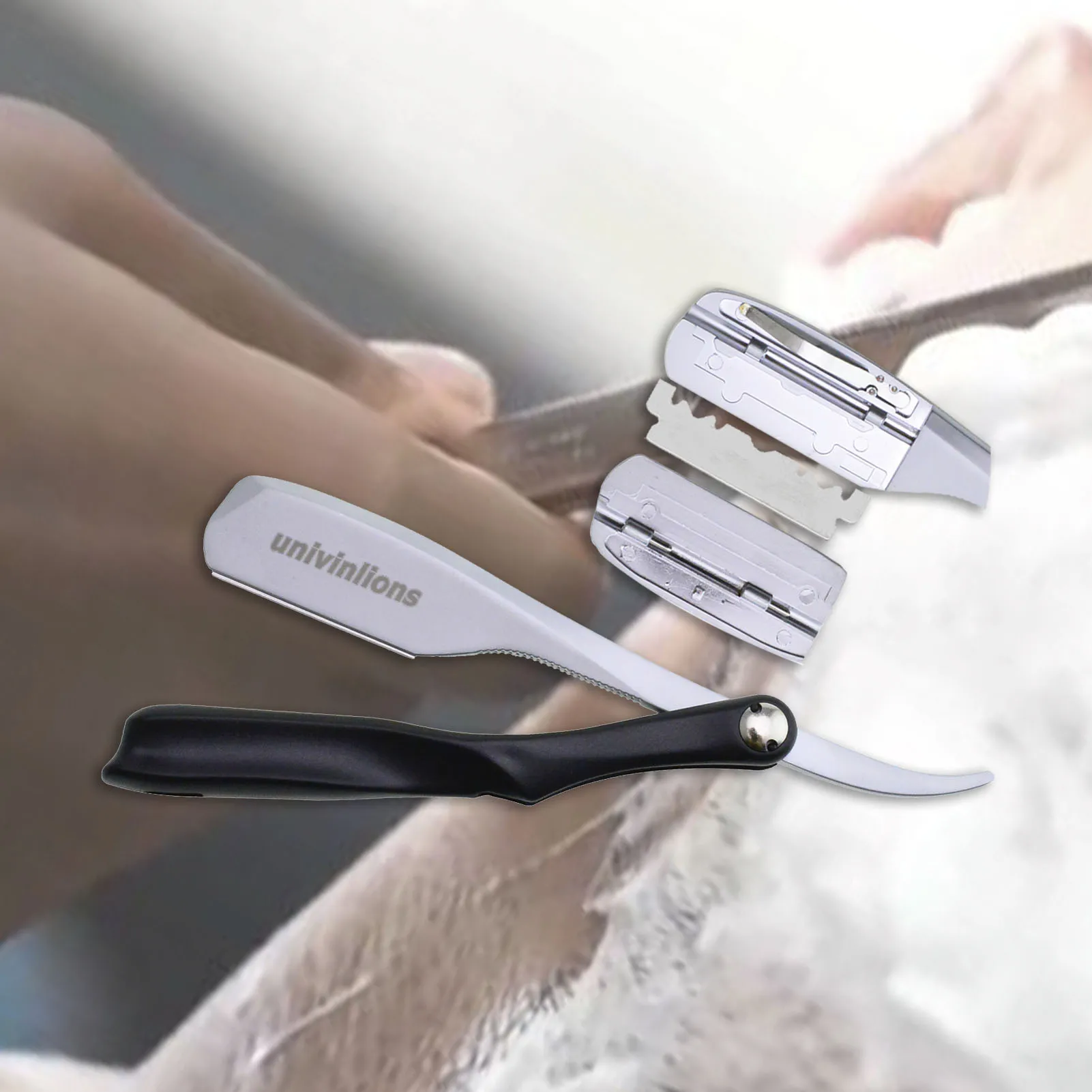 9 cores dural borda lâminas de barbear mecanismo primavera remoção do cabelo dobrável barbear salão faca shavette barba rosto axilas corpo sobrancelha