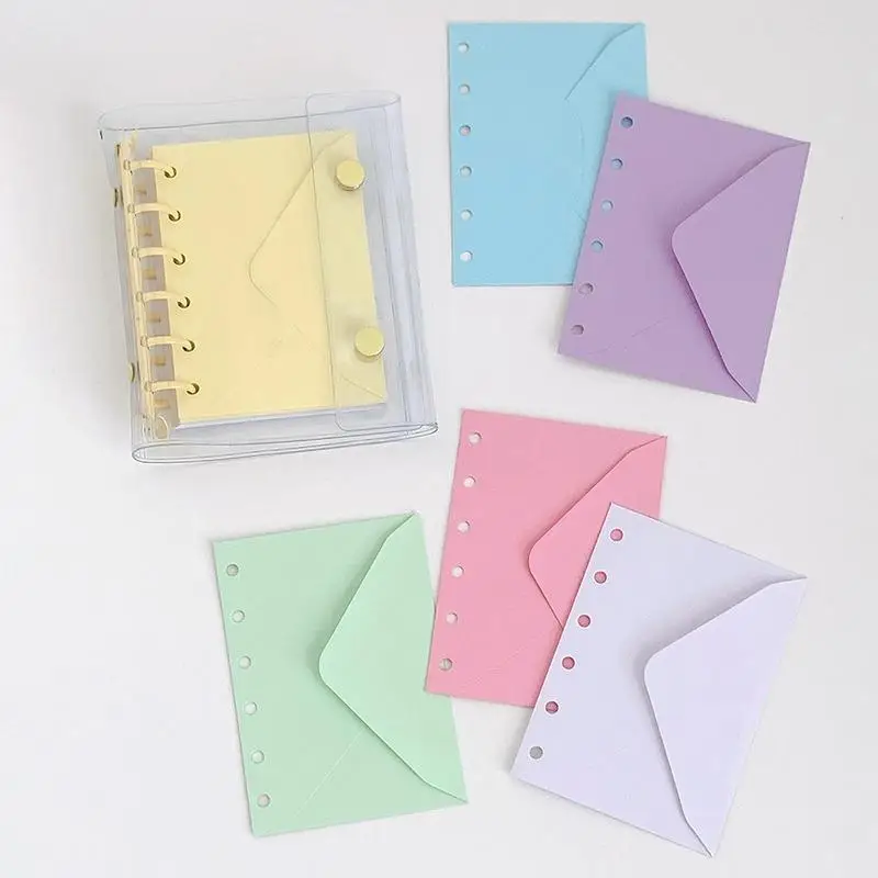 5 個かわいいファッションオープニングポケットバインダーフォルダーリムーバブルバインダー収納袋現金予算バッグカラフルな封筒収納袋