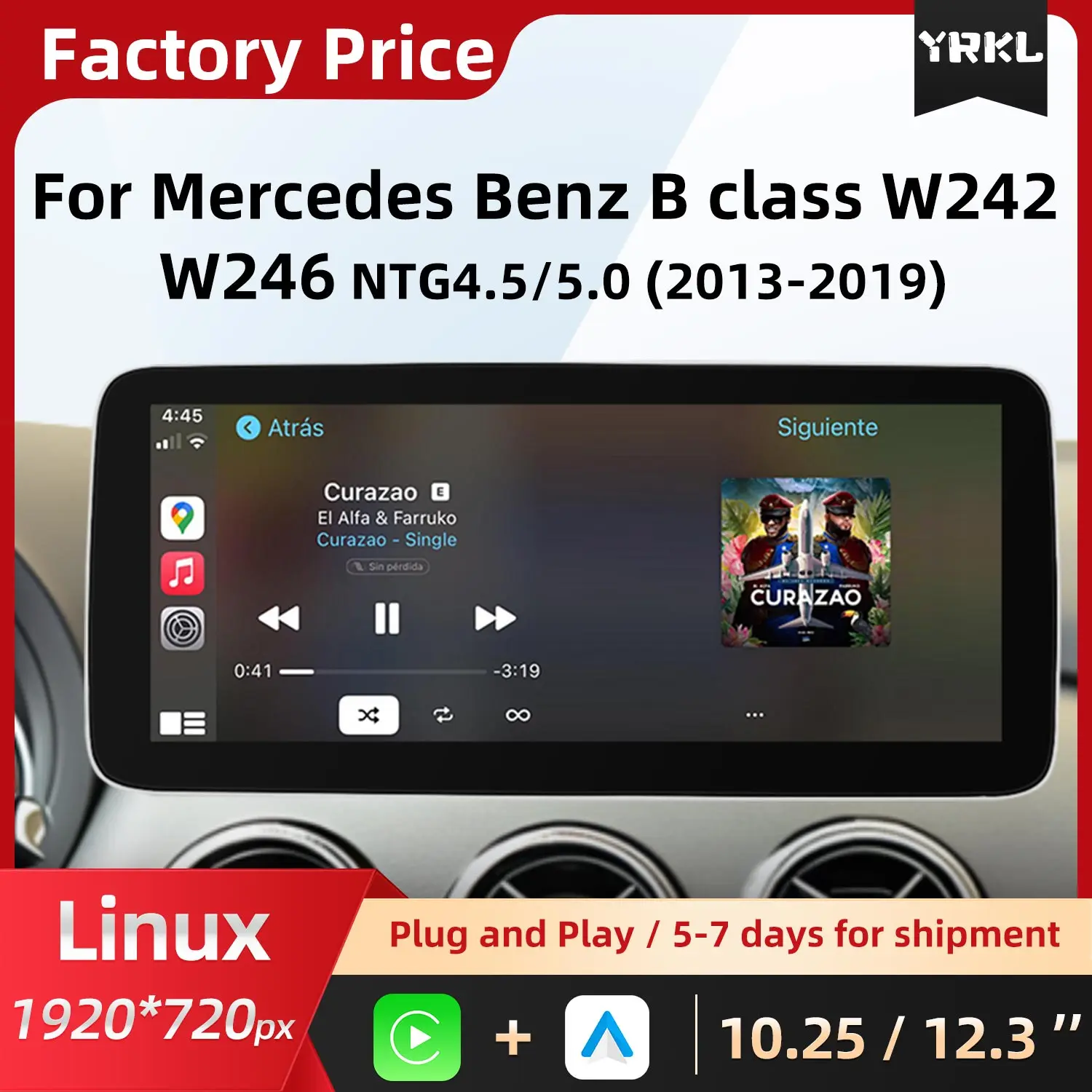 

Touch Screen Central Monitor For Mercedes Benz B class W242 W246 Wireless Carplay Car Radio Navigation Video Player Android Auto