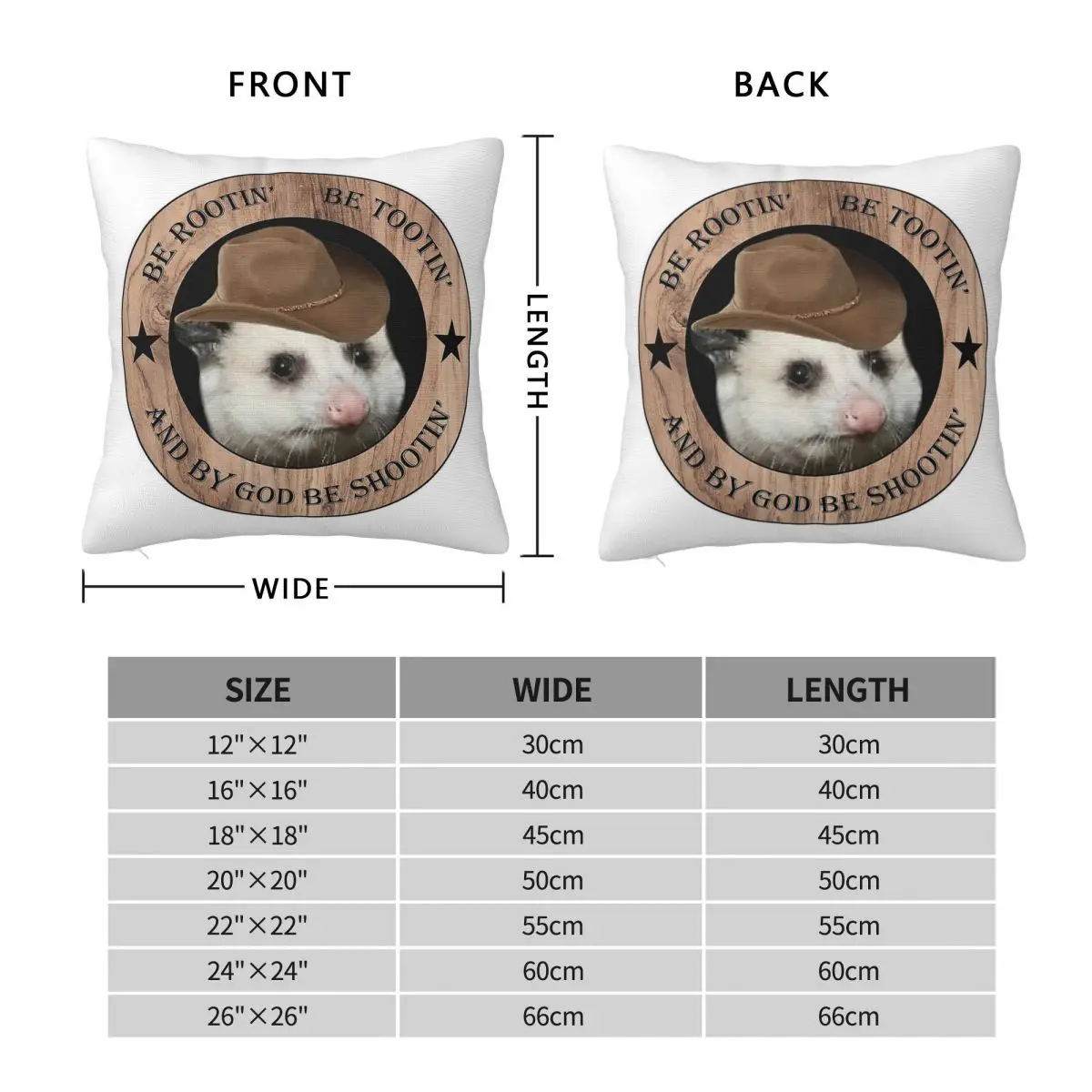 Rootin Tootin Possum Cowboy Square Pillowcase Polyester Linen Velvet Creative Zip Decorative Pillow Case Home Cushion Cover