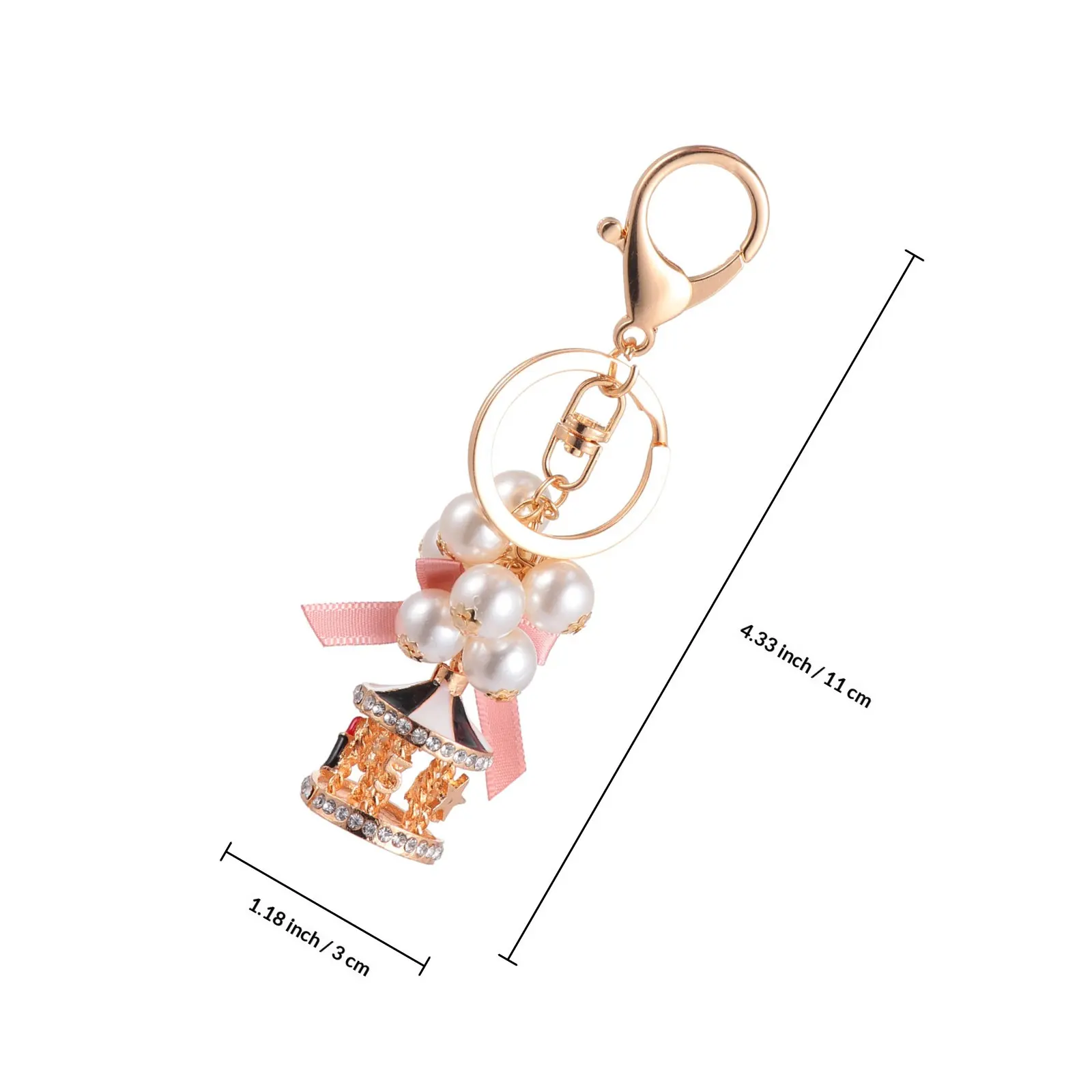Pearl Merry-Go-Round Keychain Durable Bag Pendant Key Holder Lightweight Small Key Decoration Gift Merry-Go-Round Keychain