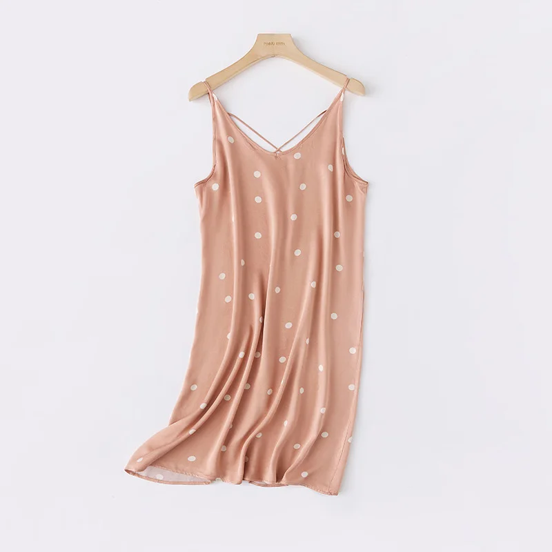 Valentine's Day Sexy Backless Slip Summer Pajamas Short Women's Home Dress Simulation Silk Nightdress Casual Night Clothes