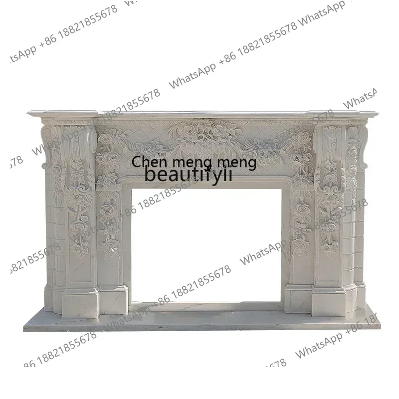 178cqyY Marble fireplace carved living room decorative cabinet American marble stone sculpture fireplace rack