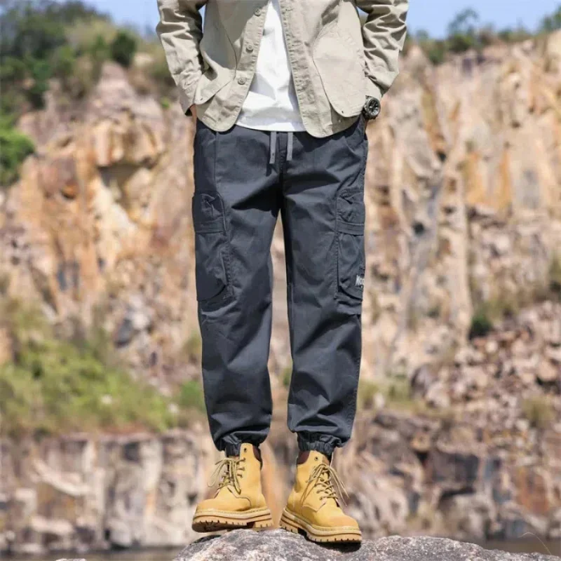 

Весенне-осенние американские тяжелые винтажные брюки-карго с несколькими сумками, мужские сезонные свободные все
