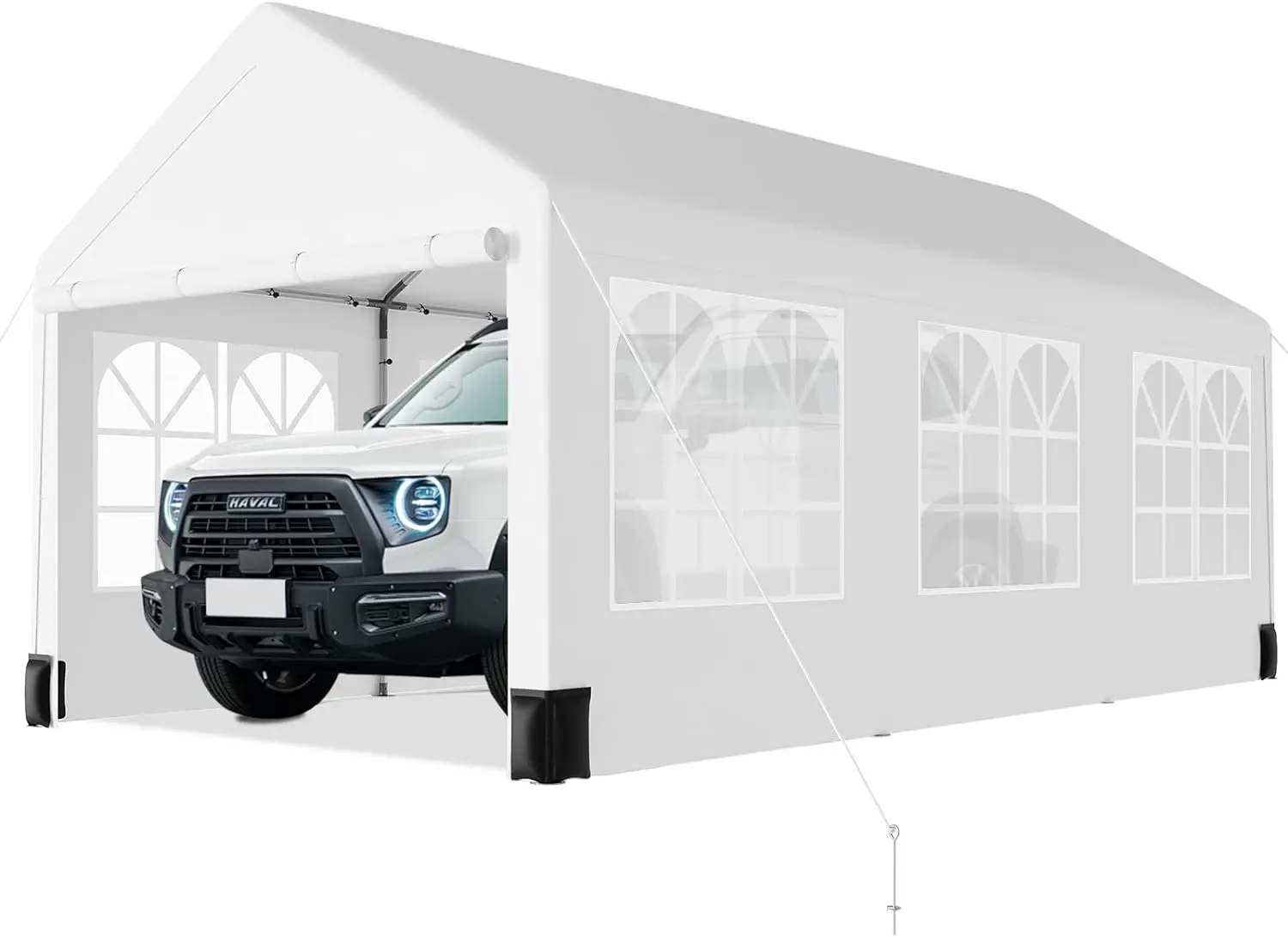 

Сверхмощный навес Carport10 * 20, 6 роликовых окон и Всесезонная Брезентовая крыша, металлическая крыша и 4 мешка для песка, портативная автомобильная палатка для гаража