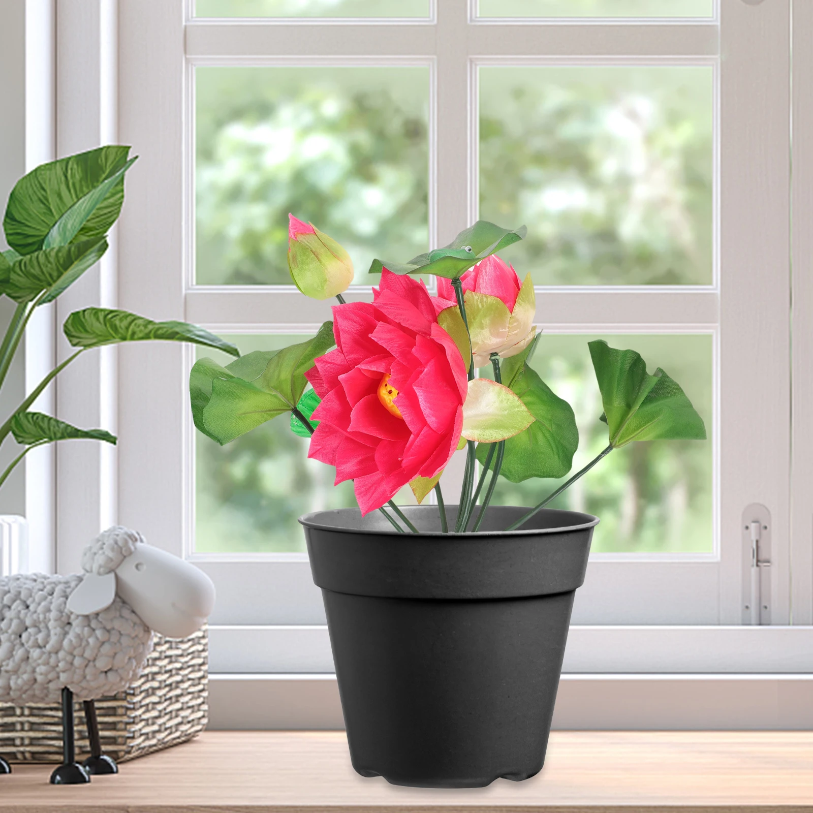 

9 Heads Artificial Lotus Flowers Decorative Silk Rose Red Pond Arrangements ElegantFlowerFor Home Courtyard Display