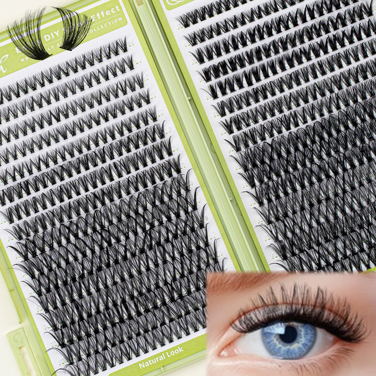 DIY Lash Extension Kit 640 stks Lash Clusters Individuele Wimpers Boek Kit met Lash Bond en Seal, Lash Pincet