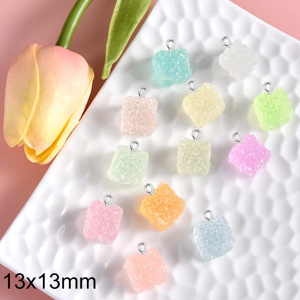 10PCS Noctilucent Sugar Cube Series Flat Back Charms For Earrings Bracelet Hairpin DIY Jewelry Pendants Decoration Accessories