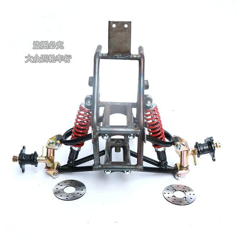 DIY 4 Wheel Motorcycle Front Frame With Suspension Disc Brake Shock For Go Kart Sand Rail Buggy