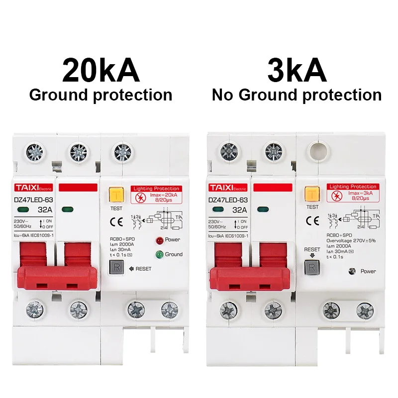 SPD Residual Current Circuit Breaker With Overload RCD RCBO RCCB With Lightning Protection MCB Leakage Surge Protector