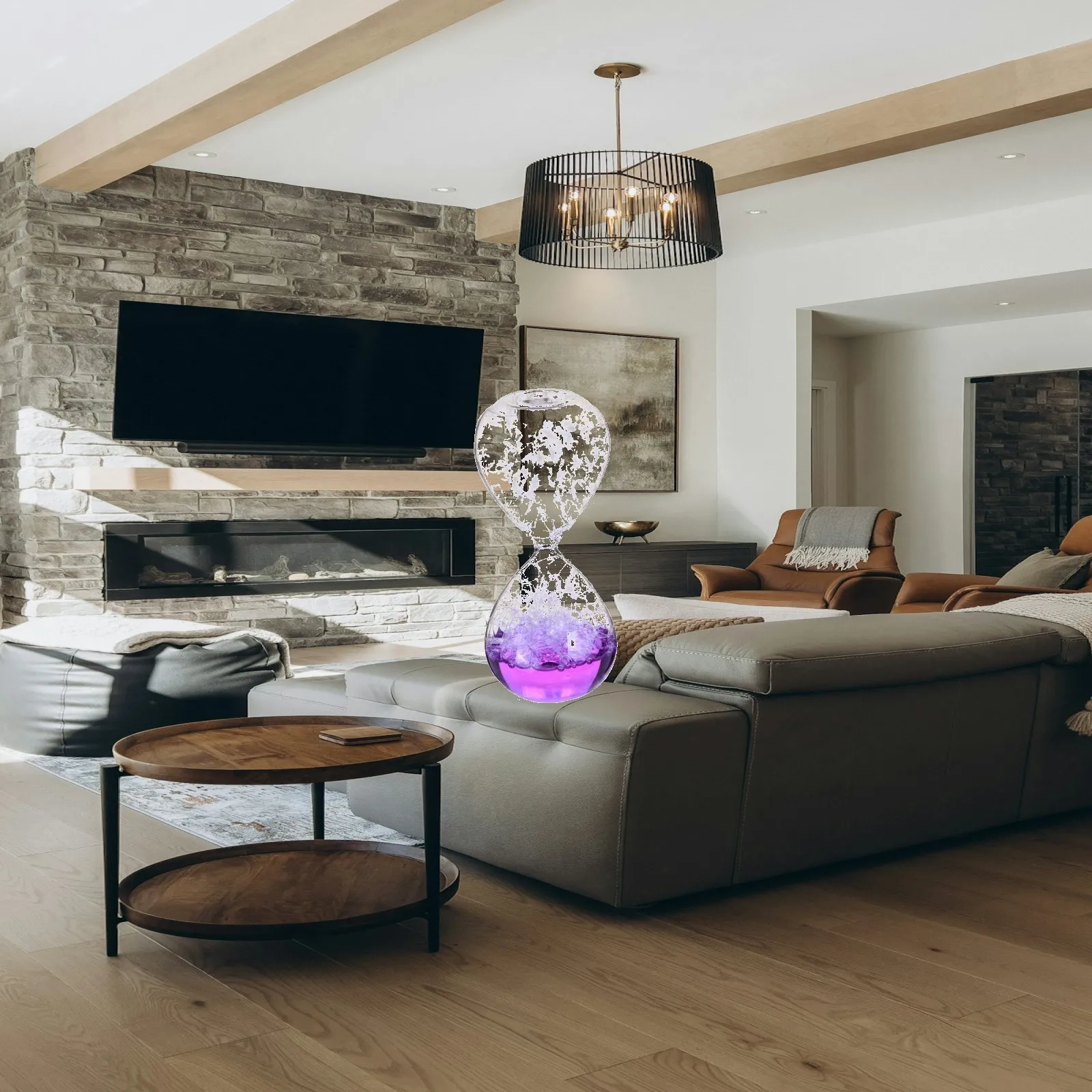 Glass Bubble Singing Hourglass Motion Liquid Timer Modern Table Decor for Home Office Restuarant