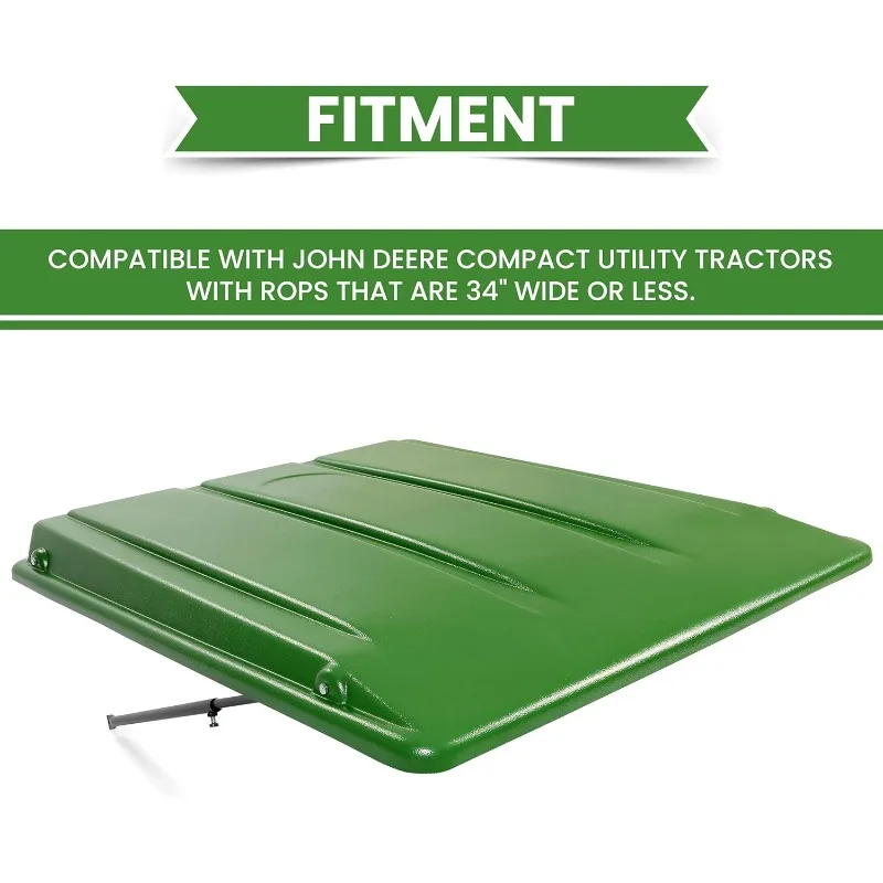 Kojem Green Tractor Canopy Compatible with John Deere Compact Utility Tractors with rops 34" Wide or Less.