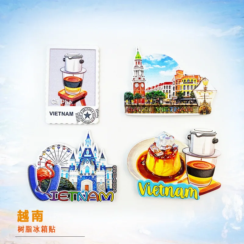1pc, Vietnam Architecture World Travel 3D Magnetic Sticker Resin Fridge Magnet High-Quality 3D Souvenir