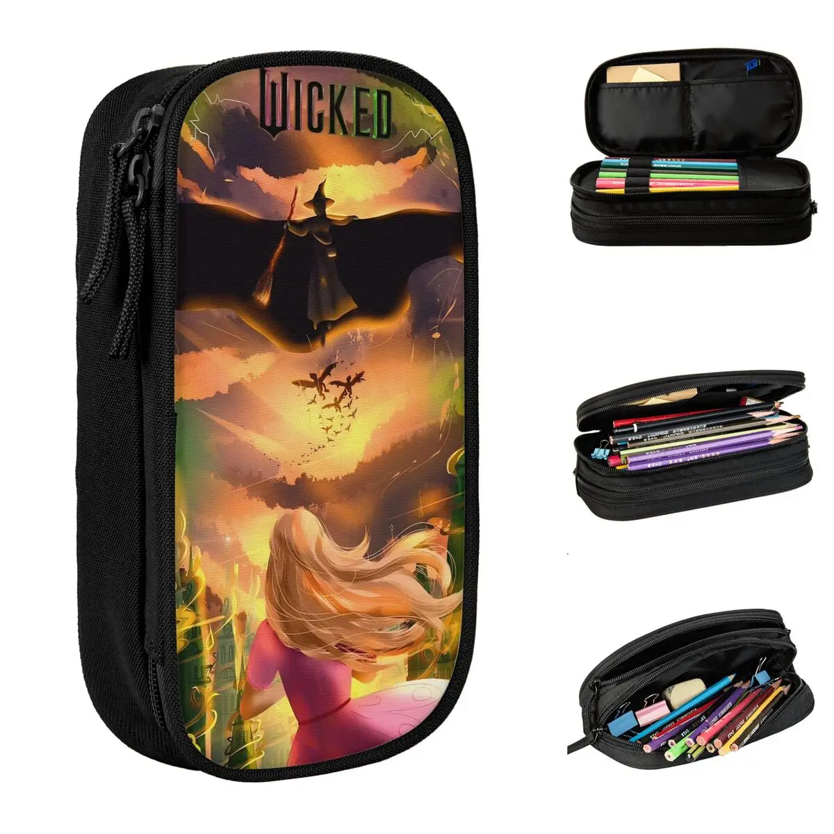 Wicked For Good Magical Movie Pencil Case Musical Film Pen Box for Girl Boy Big Capacity Pencil Bags Students School Stationery