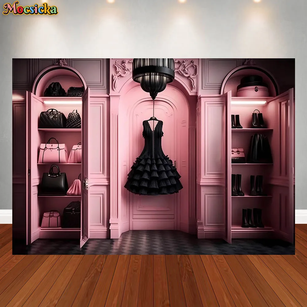 Barbis Pink Backdrops for Birthday Party Decorations Supplies Barbie Baby Shower Photo Background for Girl Birthday Party