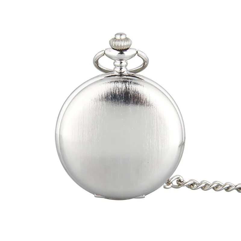 Orologio da tasca al quarzo Vintage di lusso per uomo custodia con incisione Laser a cavallo vecchio orologio a catena Fob per orologi da collezione