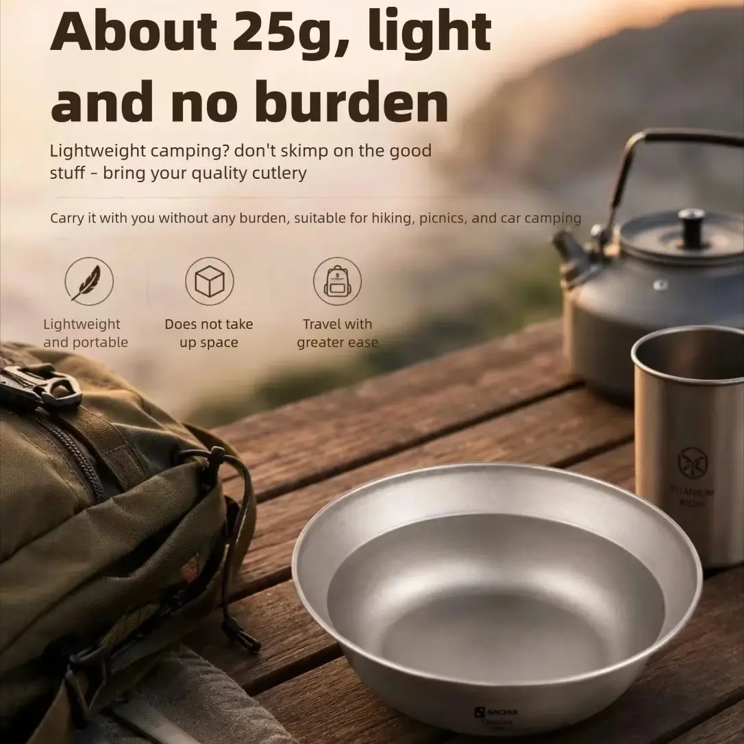 Titanium Ultralight Camping Bowl Plate Set 6