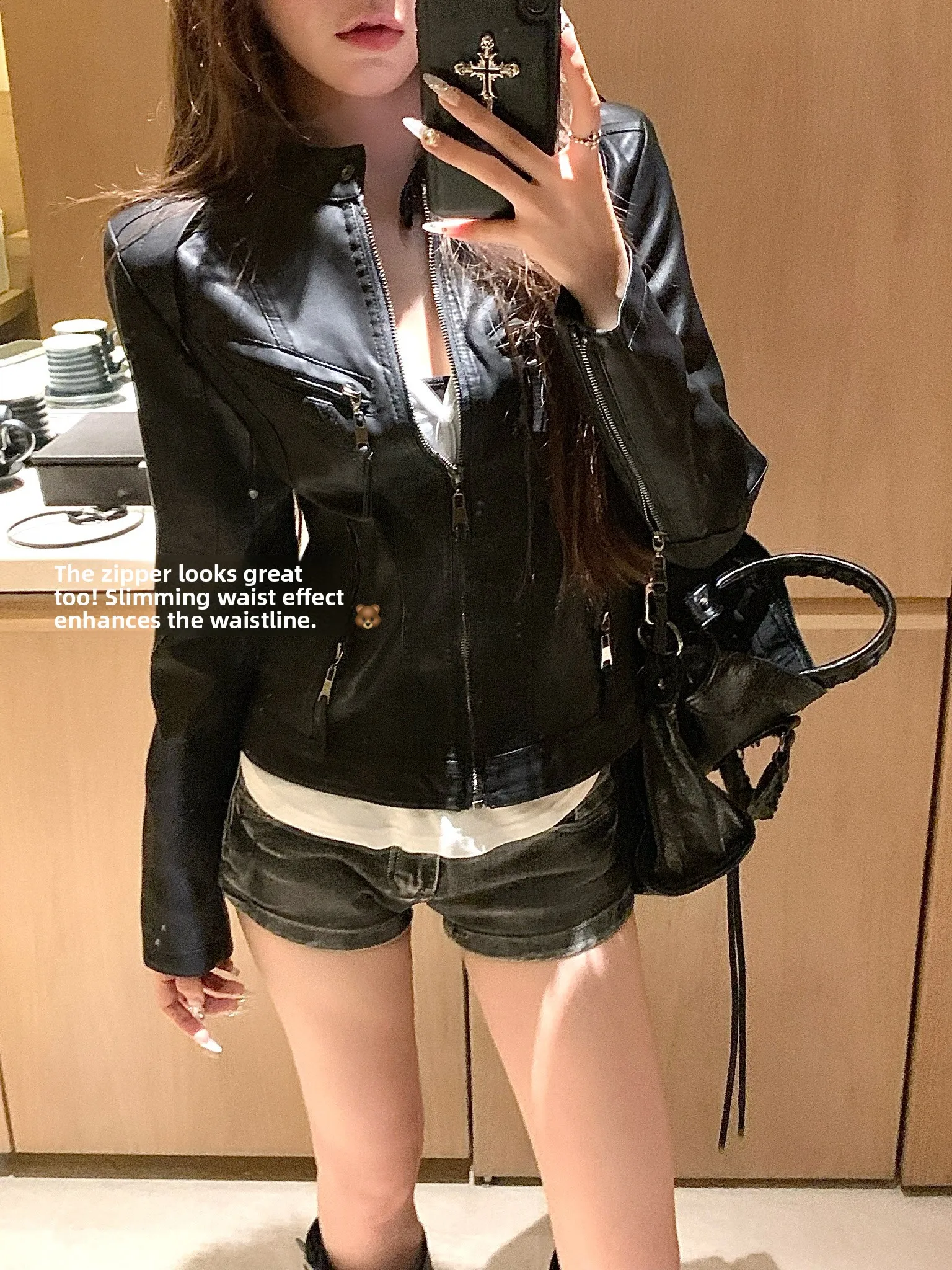 

Прохладный сексуальный агент Bla кожаный джет женский мотоциклетный воротник на молнии только Eat Fi Meow пальто американская ретро тема