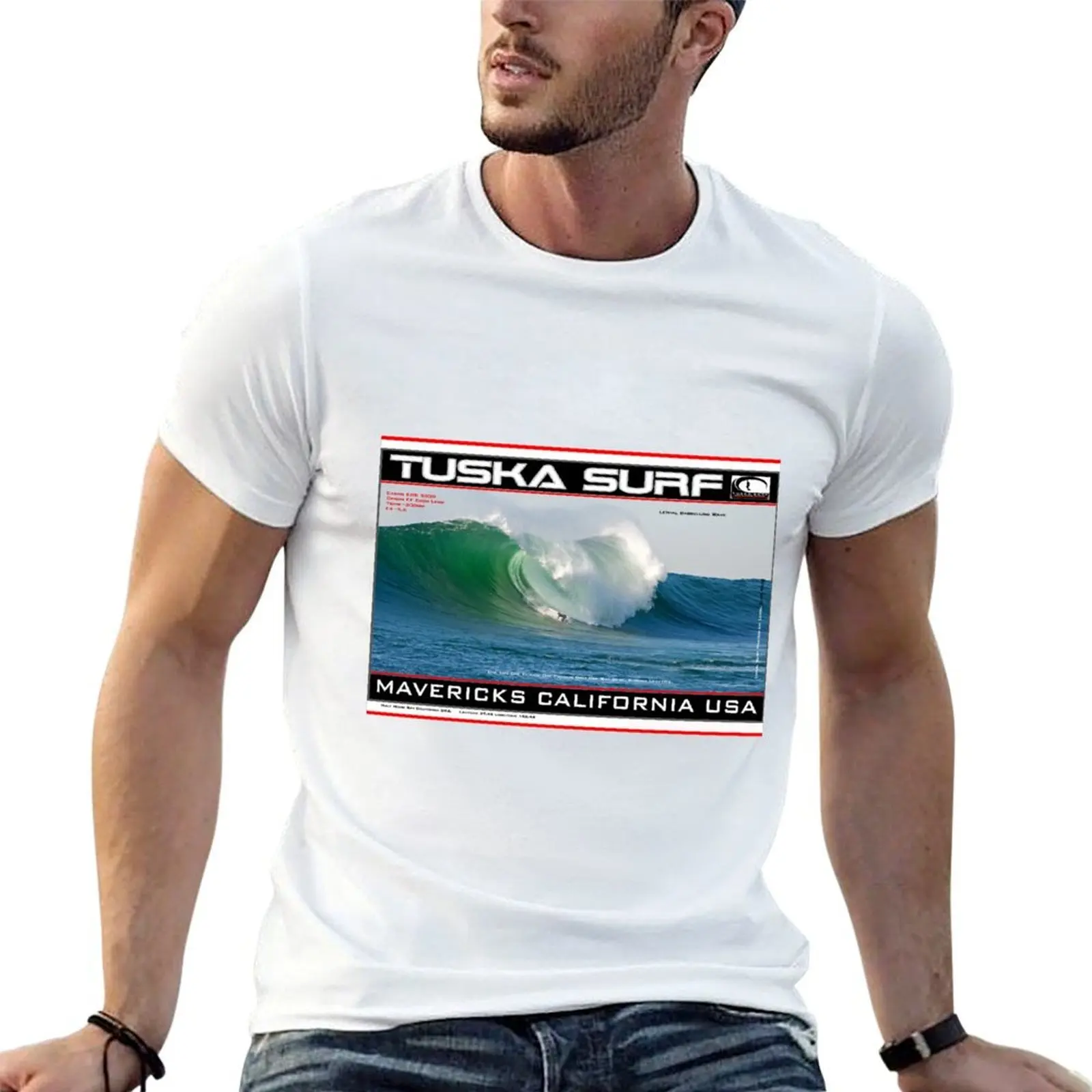 

Mavericks Breaking Wave Surf Tee shirt by Tuska surf T-Shirt man t shirt designer man t shirts for men casual T-Shirt