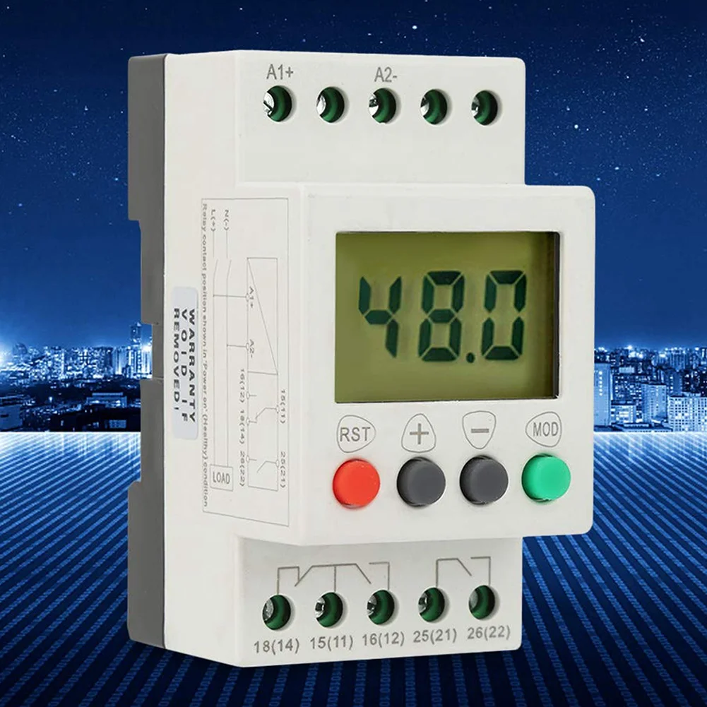 Relay deteksi tegangan panas SVR1000 perlindungan tegangan Relay perlindungan pemantauan fase tunggal Digital, ACDC 24-48v