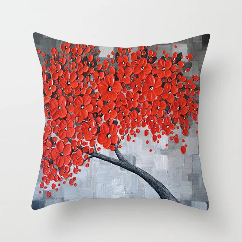 Red leaves lovers Valentine\'s Day series pillow case Maple Leaf Falling Pillows cover Tree Pattern Retro cushion pillowcases