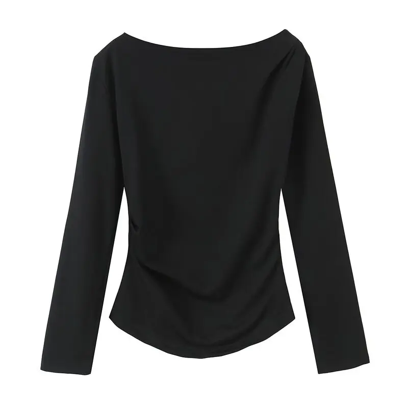

Spring 2025 Women's Long Sve T-irt New Arrival Side Pleat Decorative Design Commute Sle Regular Length Other Material ...