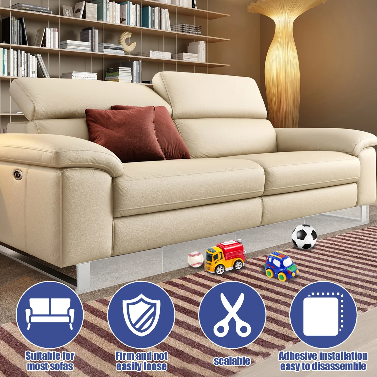 8Pcs Clear Under Couch Blocker L-Shape Pet Barrier Blocker PVC Transparent Waterproof Toy Blocker for Furniture Bed Sofa