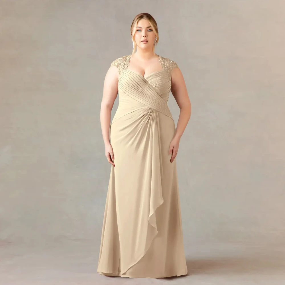 Robes mère de la mariée dorées grande taille pour femmes, robes de soirée de mariage sans bretelles en mousseline de soie, robe simple, été, nouveau, 2024