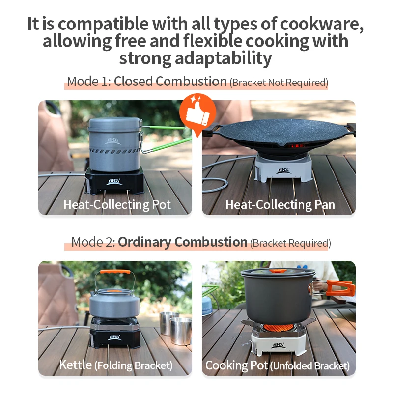 BRS-K007 موقد خرطوشة الضغط المستقر الجديد، موقد محمول خارجي، رأس موقد غاز بالأشعة تحت الحمراء للتخييم