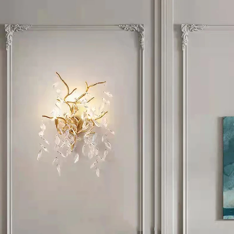 

Modern Crystal LED Wall Lamp Gold Aluminium Parlor Aisle Bedroom Lighting Sconce G9 Bulb Novelty Art Deco Drop Shipping