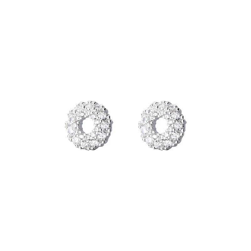 Modian Radiant cyrkon śliczne koło srebro 925 stadniny kolczyki dla kobiet luksusowe Ear Pin Wedding prezent zaręczynowy Fine Jewelry — zdjęcie 2