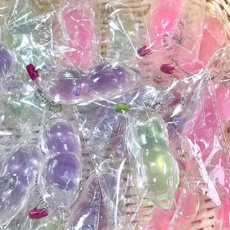 Porte-clés à presser en forme de haricot coloré, jouet Squishy en soja pour cueillette de la peau, dosette de pois, soulagement sensoriel du Stress, jouets cadeaux de fête, 1/3 pièces