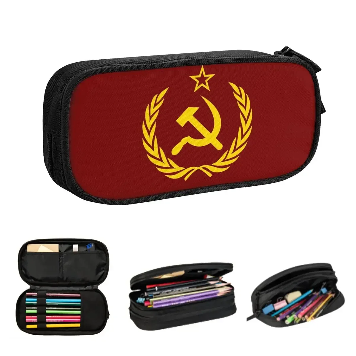 

CCCP Star-Soviet-Union USSR Pencil Cases Large Capacity Pen Bags Pen Box Pencil Pouch For Boys Girls Students Stationery School