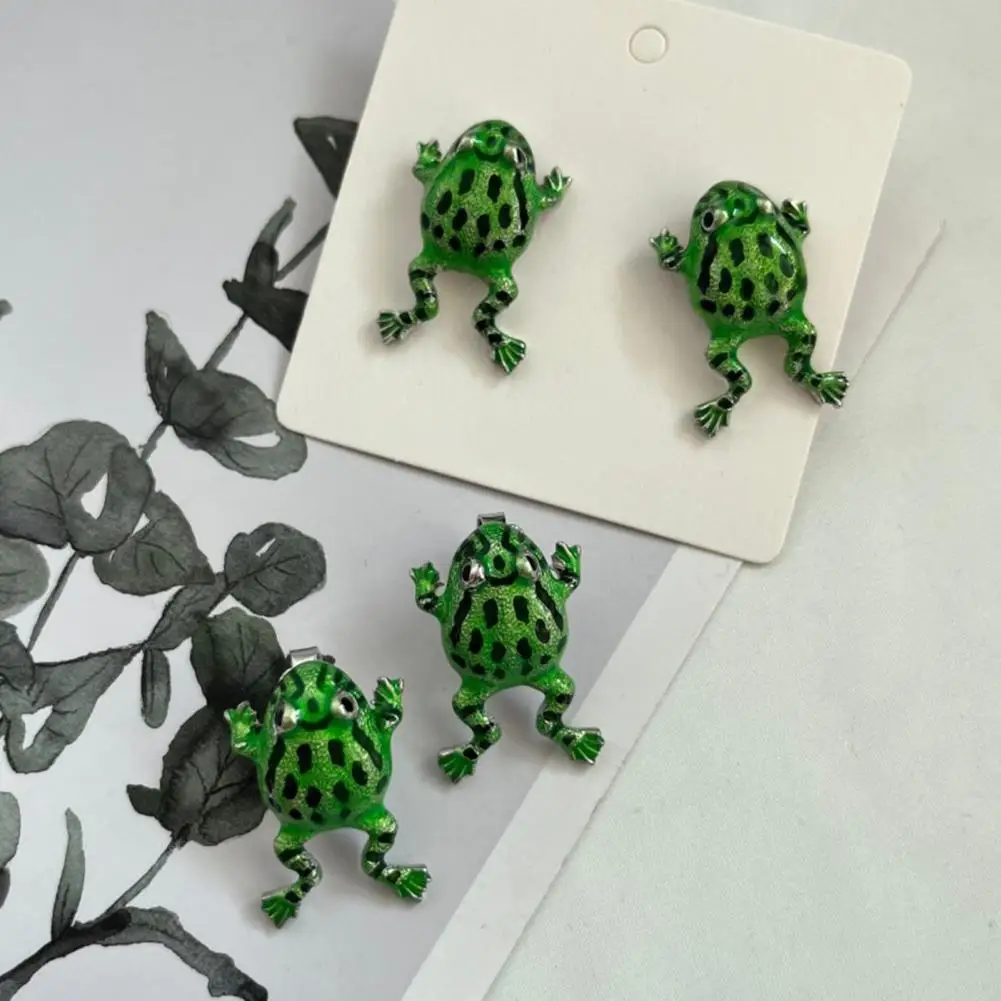 1 Pair Personality Funny Frog Shape Stud Earrings Exaggerated Cute Cartoon Creative Ear Studs Fashion Jewelry Gift