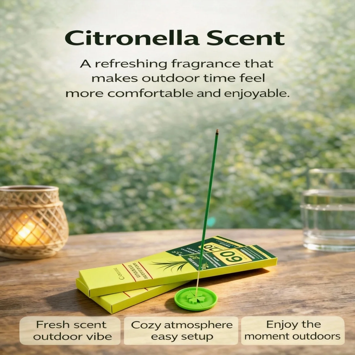 Lemongrass Citronella Mosquito Repellent Incense Stick for Outdoor Garden Backyard Fishing Barbecue Camping