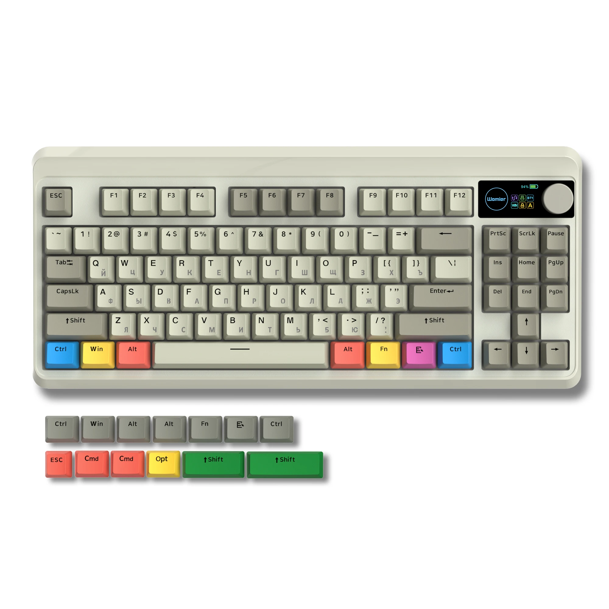 

M87 Pro Russian Layout Tri-Mode Hot-Swap Mechanical Keyboard Retro TKL Wireless Keyboard RGB OLED Display Knob Gamer Keyboard