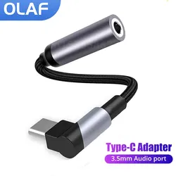 Elbow USB Type C To 3.5 Jack Earphone Adapter USB-C 3 5mm Audio Cable Converter For Samsung Galaxy S22 S21 Huawei P50 Xiaomi 12