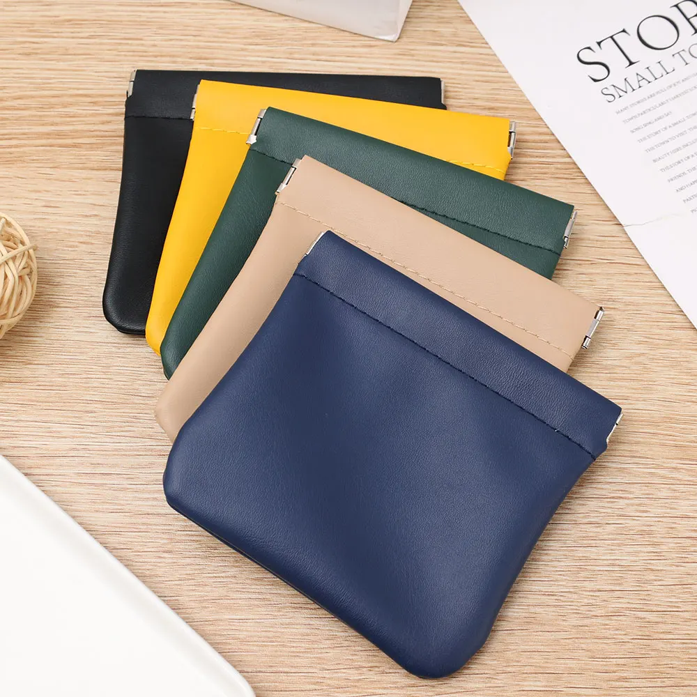 Unisex PU Leather Portable Purse Small Earphone Bag USB Cable Organizer Holder Automatic Closing Cosmetic Jewelry Storage Bags