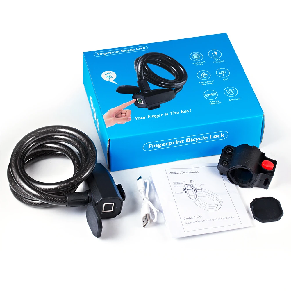 

Велосипедный замок с отпечатком пальца, зарядка через USB, MTB, дорожный велосипедный замок, длинный противоугонный велосипедный замок 1200 мм для электрического велосипеда, скутера