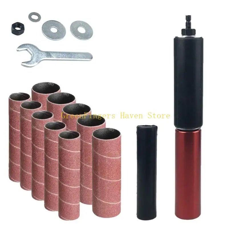 

F68D Sanding Drum Set Rotary Tool Rubber Mandrel Bands Sleeves Kits Woodworking