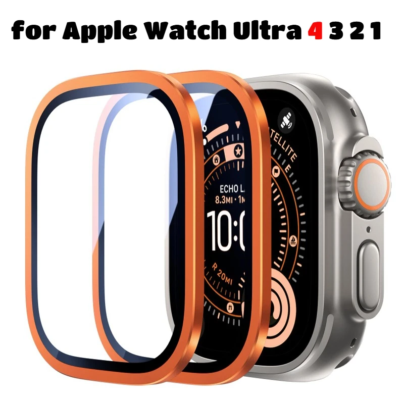 2PCS Tempered Glass for Apple Watch Ultra 4 49mm Titanium Metal Frame Anti-Scratch Film IWatch Series Ultra 3 2 Screen Protector