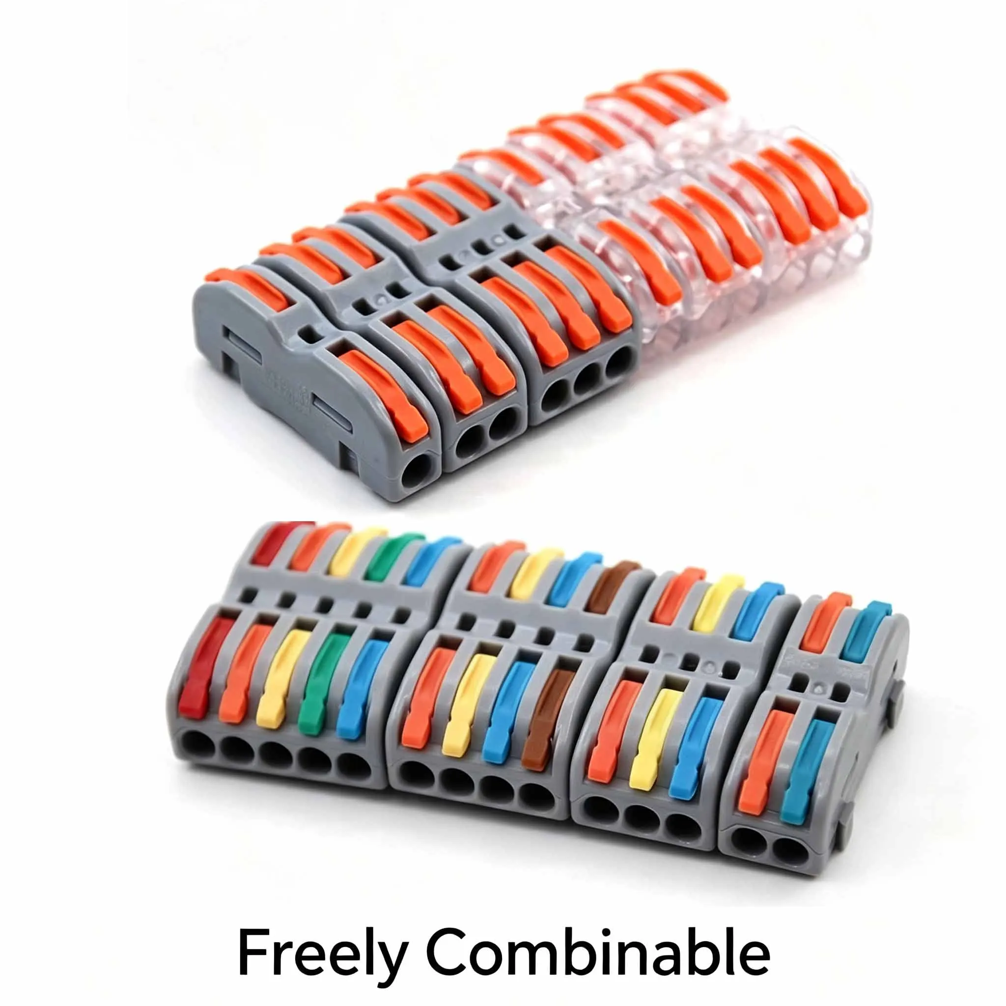 Push-in Wire Connector 1 In Multiple Out Universal Compact Electrical Cable Distribution Terminal Block Solid & Stranded Wires